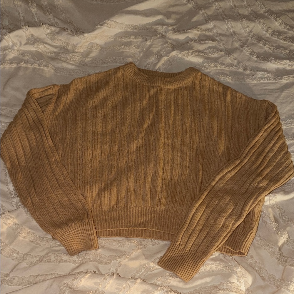 Forever 21 Cropped Ribbed Sweater - Camel